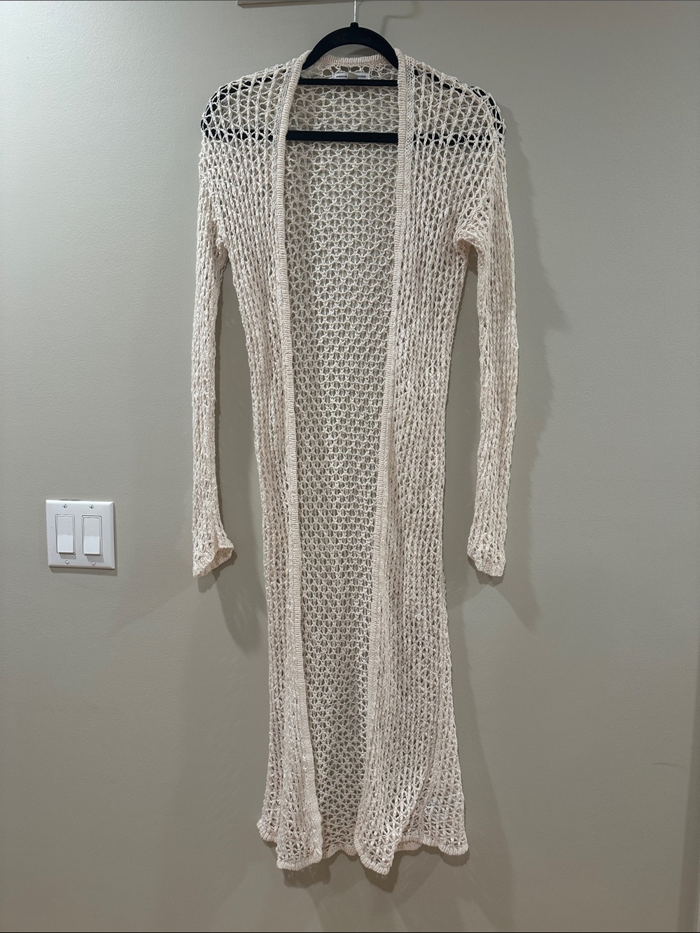 American Eagle Outfitters Open Knit Boho Cardigan in Off-White